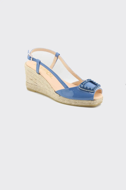 Maypol Patent Leather Studded Wedge Sandals